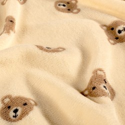 Tessuto Fleece Polare doppia faccia Orsacchiotto su fondo beige | Tessuti Lupo