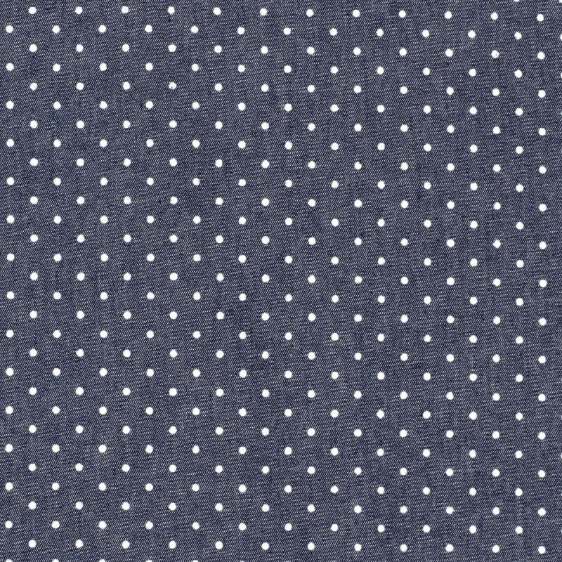 Tecido Jeans leve de Bolinhas Brancas 2mm | Tecidos Lobo