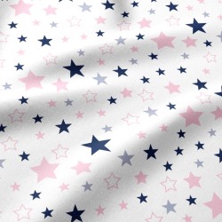 Tissu Coton Étoiles Rose et Bleu Marine | Tissus Loup