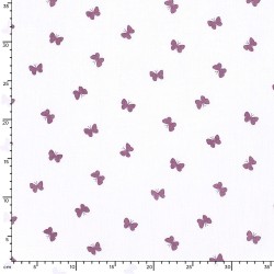 Tessuto Doppia Garza Farfalle Viola | Tessuti Lupo