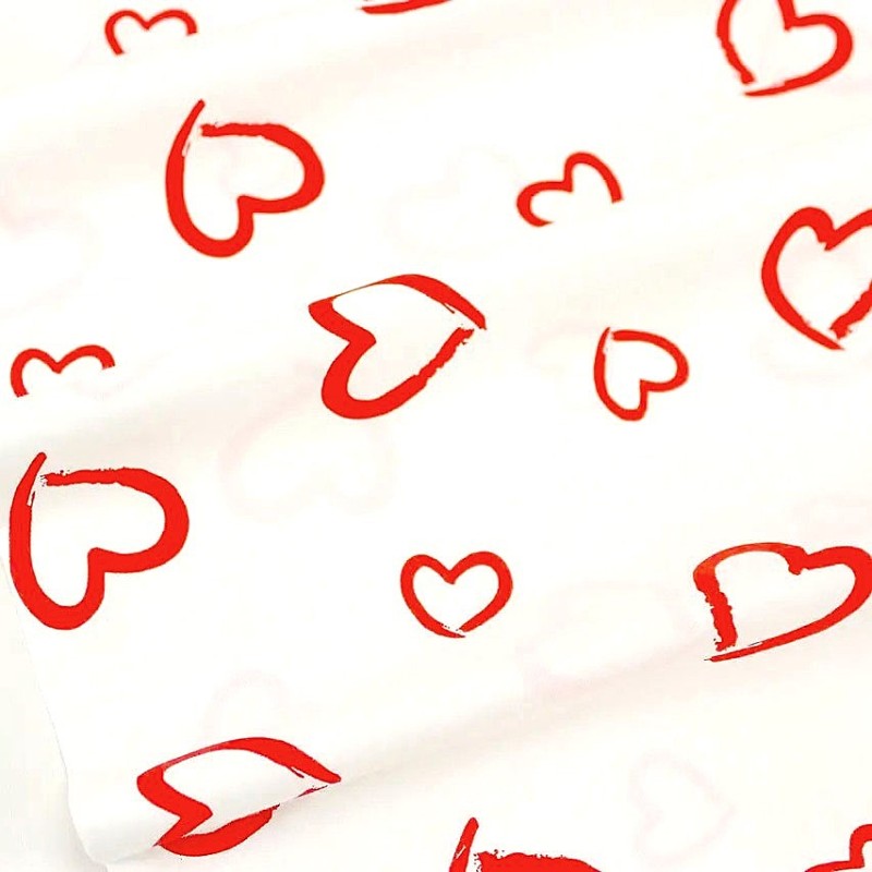 Red Hearts Fabric on White Background 2 | Wolf Fabrics