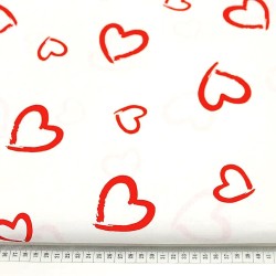 Tessuto di Cotone Cuori Rossi Sfondo Bianco 2 | Tessuti Lupo