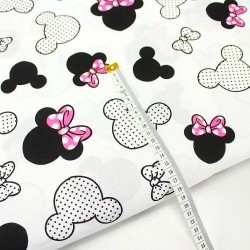 Minnie Mouse Katoenen Stof Fuchsia Strik Grote Hoofd | Wolf Stoffen