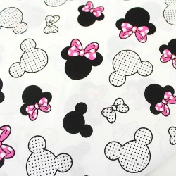 Tessuto Cotone Minnie Mouse Fiocco fucsia Grande Testa | Tessuti Lupo