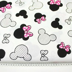 Tissu Coton Tissu Minnie Mouse Nœud fuchsia Grande Tête | Tissus Loup