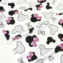 Minnie Mouse Katoenen Stof Fuchsia Strik Grote Hoofd | Wolf Stoffen