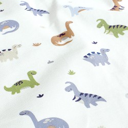 Jersey Fabric Dinosaurs Off-White Background | Wolf Fabrics