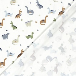 Tela Jersey Dinosaurios Fondo Blanco Roto | Telas Lobo