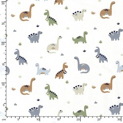 Tela Jersey Dinosaurios Fondo Blanco Roto | Telas Lobo