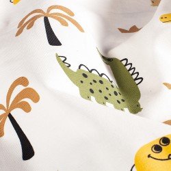 Jersey-Stoff Fröhliche Dinosaurier und Palmen | Wolf Stoffe