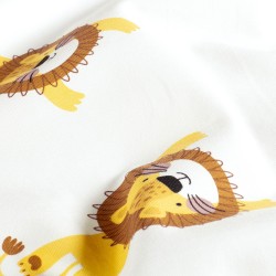 Jersey Fabric Little Lions Off-White Background | Wolf Fabrics