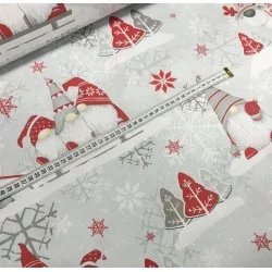 Tela de asiento de Navidad - Tazas rojas y grises Nikita Loup