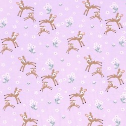 Jersey Fabric Little Deer in the Flowers | Wolf Fabrics