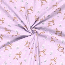 Jersey Fabric Little Deer in the Flowers | Wolf Fabrics