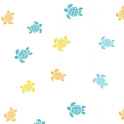 Jersey Fabric Jersey Fabric Yellow Turquoise and Orange Turtle | Wolf Fabrics