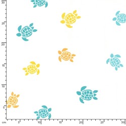 Jersey Fabric Jersey Fabric Yellow Turquoise and Orange Turtle | Wolf Fabrics
