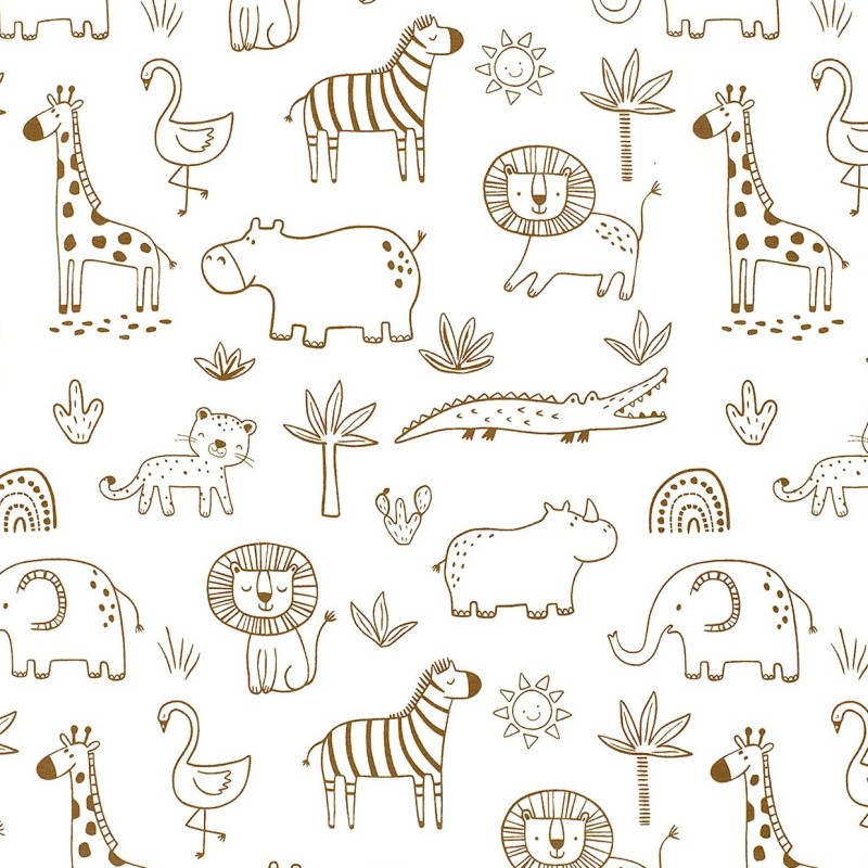 Tissu Jersey Animaux de la Savane | Tissus Loup