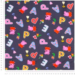 Tecido Jersey algodão Peppa Pig Fundo Cinza Escuro | Tissus Loup