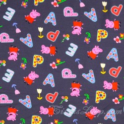 Jersey Fabric Peppa Pig Dark Grey Background