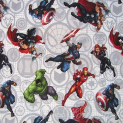 Tessuto Marvel Avengers Supereroi in azione