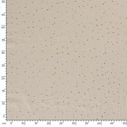 Tela doble gasa gris-beige con lunares dorados | Telas Lobo