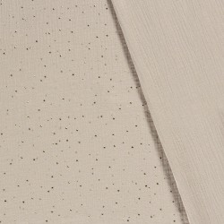 Double gauze fabric Gray-Beige with Gold Dots | Wolf Fabrics