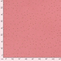 Tessuto Doppia Garza Rosa Antico a pois dorati | Tessuti Lupo