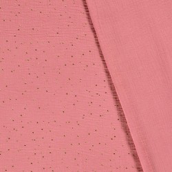 Doppelgaze stoff goldene punkte Hintergrund Rose Ballerina | Wolf Stoffe
