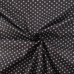 Tissu Coton Pois Blancs 5 mm Fond Noir