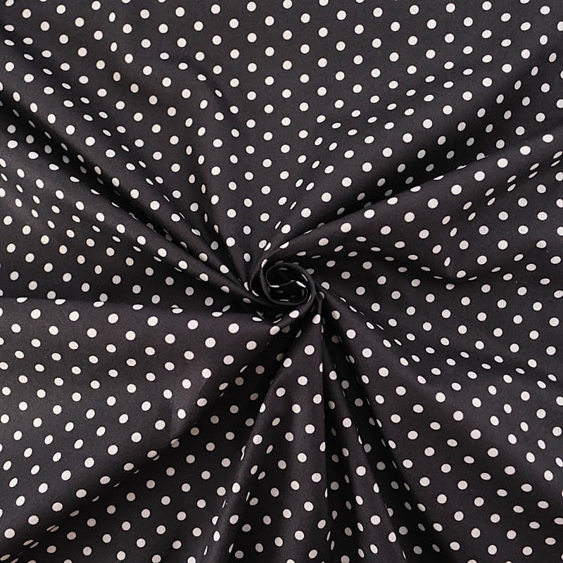 Tissu Coton Pois Blancs 5 mm Fond Noir | Tissus Loup