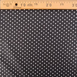 Tessuto Cotone Pois Bianchi 5 mm Sfondo Nero | Tessuti Lupo