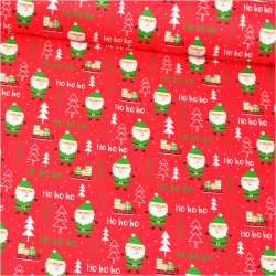 Blanc et Rouge Ho Ho Ho Noël En Polycoton Tissu Largeur 112 cm/mètre 