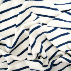Tela Jersey de Rizo mini Rayas Azul Marino Fondo Blanco Roto | Telas Lobo