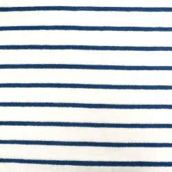 Tessuto Jersey Mini Spugna a Righe Blu Marino su Sfondo Bianco | Tessuti Lupo