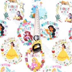 Tessuto Cotone Principesse Disney su fondo bianco | Tissus Loup