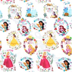 Fabric Disney Princesses white background | Wolf Fabrics