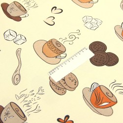 Tessuto Deco Semi Panama Caffè e Biscotti Fondo Crema | Tessuti Lupo