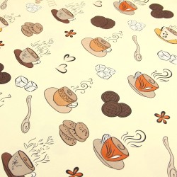 Semi Panama Deco Fabric Coffee and Biscuits Cream Background | Wolf Fabrics