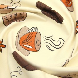 Tissu Déco Semi-Panama Café et Biscuits Fond Crème| Tissus Loup