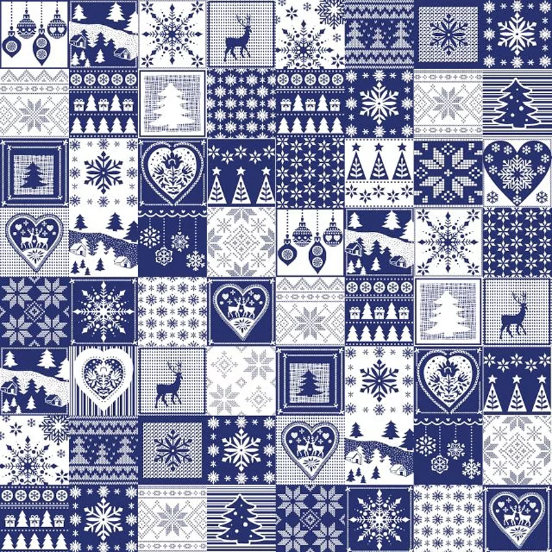 Fondo azul marino de tela de mosaico de Navidad Nikita Loup