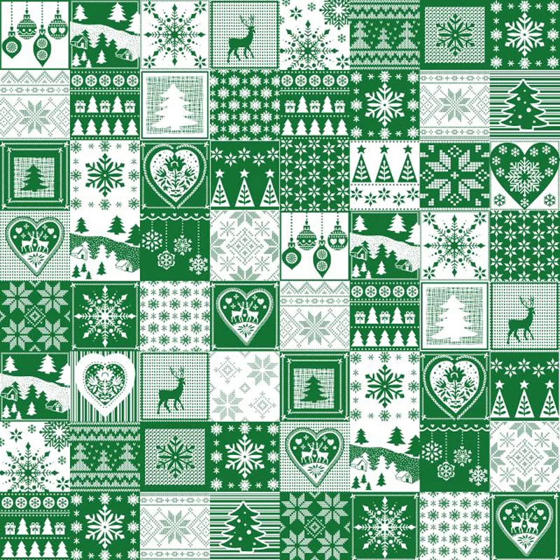 Baumwollgewebe Weihnachtsmosaik grüner Hintergrund Nikita Loup