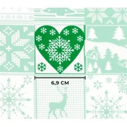 Tela de algodón Mosaico de Navidad Fondo verde Nikita Loup
