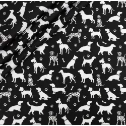 Baumwollstoff Hund un Hundebein schwarze Hintergrun | Wolf Stoffe
