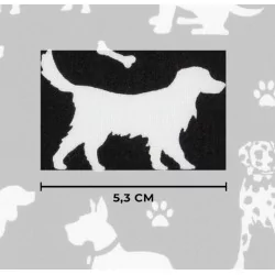 Tessuto di Cotone Cani e Zampe di Cane su Sfondo Nero | Tissus Loup