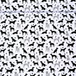 Stoff-Silhouetten von Hunden.
Dalmatiner, Golden Retriever, Dachshund, Labrador, Greyhound und Jack Russell.
Nikita Loup.