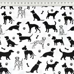 Stoff-Silhouetten von Hunden.
Dalmatiner, Golden Retriever, Dachshund, Labrador, Greyhound und Jack Russell.
Nikita Loup.