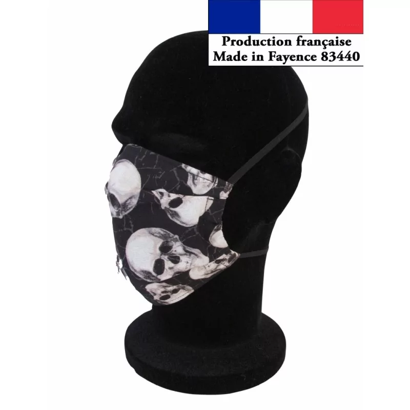 Máscara de proteção Crane com dobras reutilizável AFNOR design na moda | Tissus Loup