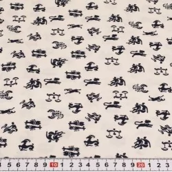 Tessuto Segni Astrologici-Zodiaco su Fondo Bianco Roto | Tissus Loup
