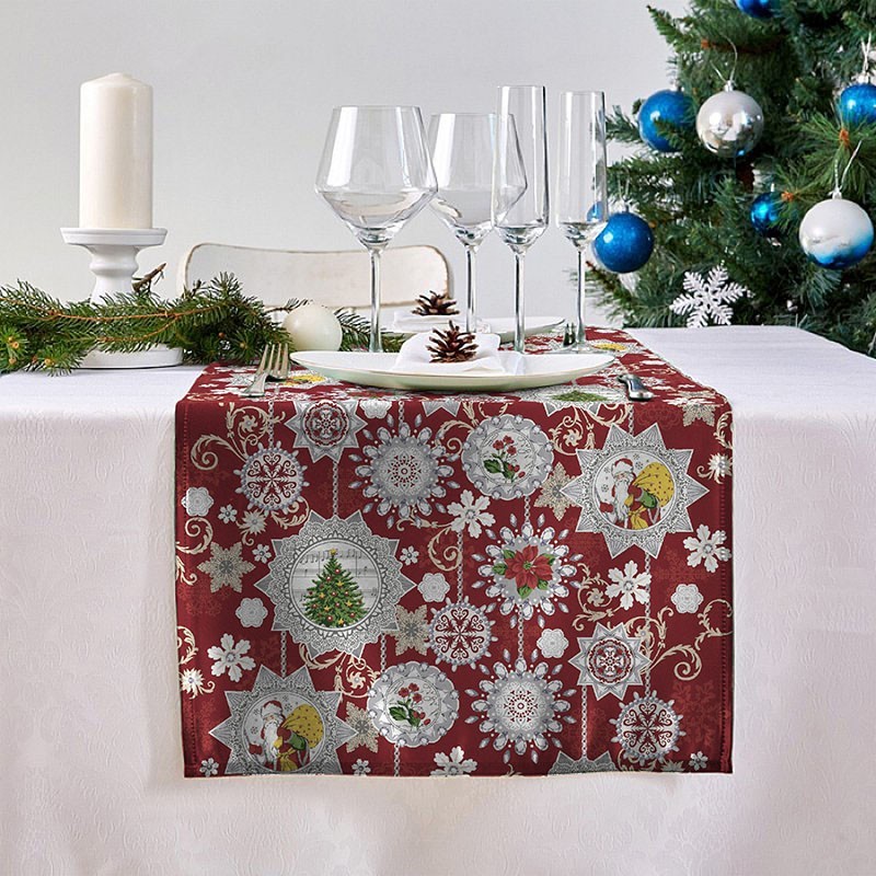 Chemin de Table Père NoëlSapin 16€90 Coton Runner Christmas