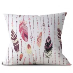 Pink and Purple Feathers and Pearls Fabric Cotton Nikita Loup